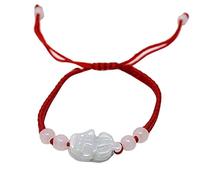 Feng Shui Pulsera de cuerda roja W Jade Pi Xiu/Piyao para buena salud y riqueza Sku:H2038