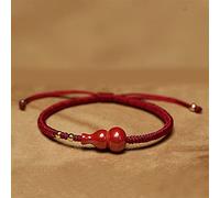 Feng Shui Pulsera de Riqueza de Cinabrio Rojo con Wu Lou Auténtica Joya Chakra Cristal Curativo Reiki Amuleto Buena Fortuna Valiente Riqueza Afortunada Espíritus Malignos Pulsera Hombres Mujeres, Vino