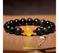 Feng shui pulsera de riqueza Natural Obsidian Cinnabar Heart Sutra Buddha Beads Lucky Charms Atraer buena suerte Money Love Jade Bangle Gift For Men/Women, 8 mm Cinnabar (tamaño: 10 mm)