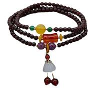 Feng Shui Pulsera Gemas naturales Pulsera Pulsera de 4 mm Pulsera de granate Pulsera múltiple Pulsera de loto de loto Pulsero de loto de loto para mujeres Atraer la riqueza Buena suerte Cinnabar