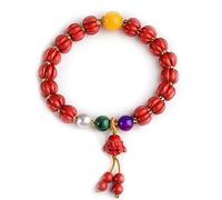 Feng Shui Pulsera para mujeres Cinnabar Natural Pumpkin Beeswax Buddha Cabeza de la cabeza Pulsera Pulsera elástica Atrae el dinero Amuleto Trae prosperidad Cinnabar