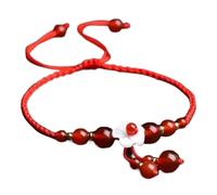 Feng Shui Pulsera Roja, 2 pulseras tobilleras de ágata natural con cristal de ágata natural, pulsera de la suerte roja ajustable, amuleto de riqueza, pulsera de tobillo budista hecha a mano for mujer