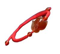 Feng Shui Pulsera Roja, Colgante con dije de zorro de la suerte de ágata natural, cuentas de ágata de 6 mm, cuerda trenzada, pulsera ajustable, talismán, amor, buena suerte, riqueza, dinero, prosperid