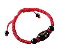 Feng Shui - Pulsera trenzada ajustable de ágata roja natural, ágata, negra, corazón Sutra Resolve, Tai Sui, pulsera trenzada ajustable para parejas, atrae la riqueza y los espíritus malvados, Cristal