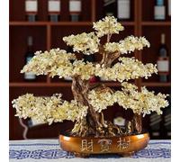 Feng Shui Quartz Crystal Money Tree, Trees Bonsai Style Decoration for Wealth and Luck for Home Decor, Gifts for Women,F,40 x 20 38cm