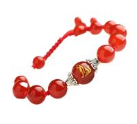 Feng Shui Red Agate Realth Bracelet 12 Pulsera de animales de zodiaco Pulsera de chakra de animal Amuleto afortunado Pulsera ajustable Afortuna Mujeres de espíritus malignos Mujeres, perro Cinnabar