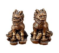 Feng Shui Resina Chi Lin/Qilin Kylin dragón Caballos Kirin en Monedas de Cobre Estatua de Riqueza decoración del hogar