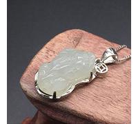 Feng Shui Riqueza Collar Pixiu/Pi Yao Colgante con Moneda Antigua Collar de Plata Esterlina Collar de Jade Natural Collar de Amuleto de la Suerte Amuleto de Jade Meditación Buena Fortuna Hombres