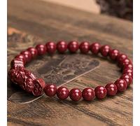 Feng Shui Riqueza pi yao Cuentas de cinabrio Natural Cristal elástico para Mujeres Amuleto de talismán Fuerte Que atrae Dinero, Rojo, 6 mm (Color: Rojo, tamaño: 6