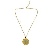 Feng Shui W4326 - Collar redondo con medallón de cadena de cuello dorado