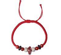 Feng Shui Wealth Bracelet Natural Cinnabar Red Agata Bangle Cinnabar Rough Star Star Star Rope Round Braided Ajustable Ajustar dinero Buena suerte, Red Cinnabar (Color: Rojo)