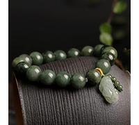 Feng Shui Wealth Bracelet Nivel A Fei Cui Jade Pi Xiu Pulsera Tian Lu Pi Yao Lucky Chakra Chakra Gemstone Pulsera de cristal Dinero espiritual Buena suerte a partir del mal, 7 mm Cinnabar (color: