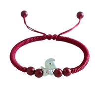 Feng Shui Wealth Lucky Horse Charm Bracelet - Cordón rojo tejido a mano con cuentas de cinabrio y talismán de caballo plateado para prosperidad y éxito en 2026, One Size, Piedra, Sin piedra preciosa