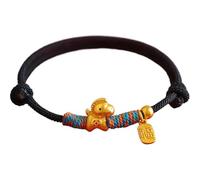 Feng Shui Wealth Lucky Horse Charm Bracelet - Pulsera ajustable tejida a mano con dije de caballo, regalos inspiradores de bendición de caballos de buena suerte, sin talla, Madera, Ágata
