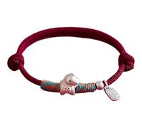 Feng Shui Wealth Lucky Horse Charm Pulsera tejida a mano, plata pura, oro, talismán de caballo para 2026 Año de Hors-e Festividad Éxito Dinero, Animal Chino Lucky Feng Shui Joyería Regalos, talla
