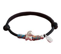 Feng Shui Wealth Lucky Horse Charm Pulsera tejida a mano, plata pura, oro, talismán de caballo para 2026 Año de Hors-e Festividad Éxito Dinero, Animal Chino Lucky Feng Shui Joyería Regalos, talla