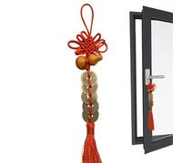 Feng Shui Wealth Ornament, Hangable Gourd Decoration, Chinese Knot Tassel Charm, Five Emperors Money Gourd Pendant for Health, Success, Prosperity, Good Luck Feng Shui Decor