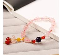 Feng Shui Wu Lou Hu Lu Lu Calabash Crystal Amulet Rose Quartz Multi-Gemstone Chakra Stretch Bangle for Women Love Longevity Prosperity Money/2040