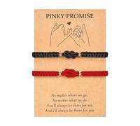 FENGCHUANG 2 Piezas Pulseras de la Pareja Ficha íntima Pulsera de la Amistad Tejido a Mano Regalos Parejas Regalo Ajustable Pulsera para Mamá para Novio Novia Esposo o Esposa (Rojo/Negro)