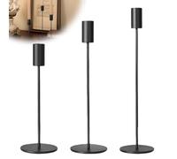 FENGCHUANG 3 Pcs Candelabros para Velas 32/27/22cm Porta Velas Decorativas | Candelabros Altos Candelabros de Metal Estilo Retro para Velas Cónicas para decoración del Hogar Bodas Cenas Fiestas(Negro)