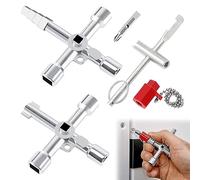 FENGCHUANG 3 Piezas Llave Cruzada Universal, Utilidad 4-Puntas Agujero llave de Paso Agua, llave Grifa Cuadradillo, Llave Triangular, para Contadores de Agua Contadores de Gas