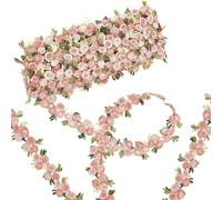 FENGCHUANG 5 Yardas / 4.57 Metros Ribete Encaje, 20 mm Cinta Ribete Encaje Cinta Decorativa Rosa Bordado Flor Cinta Decorativa para Costura Manualidades Decoración Boda Caja Regalo