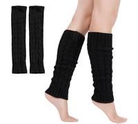 FENGCHUANG Calentadores de Invierno con Forro Polar para Mujer, Calentadores de Piernas Algodón para Botas con Forro Polar para Patinar para uso Diario Otoño e Invierno (Negro)