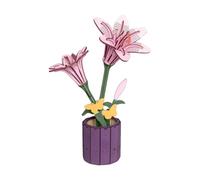 FENGCHUANG Flor Puzzles 3D Madera Maquetas para Construir Adultos Maqueta Madera para Ella Mujeres Mamá Navidad/Cumpleaños/Día de San Valentín/Día de la Madre(Lirio Rosa)