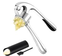 FENGCHUANG Prensa Ajos de Acero Inoxidable, Picador de Ajo Con Mango Fácil de Apretar, Garlic Press Fácil de Limpiar, Un Buen Ayudante para Prensador de Ajos en La Cocina (Plata)