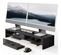 Fenge Dual Monitor Stand Riser 90 cm, Computer Monitor Stand for Desk, Desktop Organizer for PC/Laptop/Printer/TV, 80 × 23.5 × 14.2 cm, Load 25 kg (Negro)