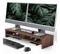 Fenge Dual Monitor Stand Riser, Computer Monitor Stand for Desk, Desktop Organizer for PC/Laptop/Printer/TV, 80 × 23.5 × 14.2 cm, Load 25 kg (Marrón)