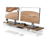Fenge Soporte Monitor Escritorio Acrílico, Elevador Monitor con Gran Capacidad de Almacenamiento, Madera y Metal, Monitor Stand para Ordenadores de Sobremesa, Portátiles, TV (Marrón, 108cm)