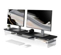 Fenge Soporte Monitor Escritorio Acrílico, Elevador Monitor con Gran Capacidad de Almacenamiento, Madera y Metal, Monitor Stand para Ordenadores de Sobremesa, Portátiles, TV (Negro, 108cm)