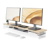 Fenge Soporte Monitor Escritorio Acrílico, Elevador Monitor con Gran Capacidad de Almacenamiento, Madera y Metal, Monitor Stand para Ordenadores de Sobremesa, Portátiles, TV (Roble, 108cm)