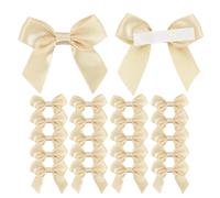 FengFaer 50 lazos de regalo, mini lazos, lazos rojos de 2 pulgadas para envolver regalos, panadería, dulces, bolsa de golosinas, Navidad, Halloween, boda, despedida de soltera, decoración (beige)