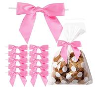 FengFaer 50 lazos negros para manualidades, lazos de 3.5 pulgadas para envolver regalos, panadería, dulces, Navidad, Halloween, boda, despedida de soltera, decoración (rosa)