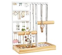Fenghome Soporte para joyas, multicapa, soporte para cadenas, pendientes, anillos, pendientes, pulseras, relojes y accesorios (blanco)