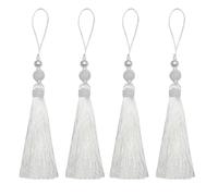 Fenghuangwu 4 borlas de colores simples y elegantes para colgar en la ropa, borla de llave y decoración de borde de borla, borlas decorativas colgadas en llaveros (blanco)