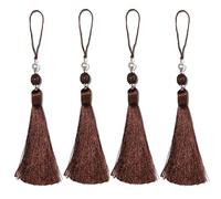 Fenghuangwu 4 borlas de colores simples y elegantes para colgar en la ropa, borla de llave y decoración de borde de borla, borlas decorativas colgadas en llaveros (café)