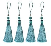 Fenghuangwu 4 borlas de colores simples y elegantes para colgar en la ropa, borla de llave y decoración de borde de borla, borlas decorativas colgadas en llaveros (azul)