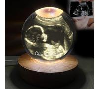 FENGHUO Bola de cristal personalizada con foto de ecografía, Bola de cristal con base LED, grabada con su foto/texto, Regalo de bienvenida para bebé