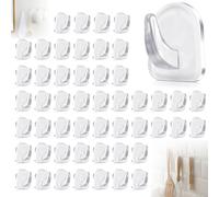FENGJIAHUI 50 ganchos de pared autoadhesivos transparentes, ganchos mágicos, autoadhesivos, transparentes, ganchos para toallas, máx. 2 kg, sin agujeros, para salón, cocina, baño