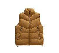 FENGJIAREN Chaleco De Algodón De Abajo - Chaleco Informal con Cremallera Y Cuello Alto Dobladillo Ajustable Engrosado Chaquetas Acolchadas De Color Camel, Abrigos Sin Mangas De Gran Tam