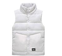 FENGJIAREN Chaleco De Algodón De Plumón para Hombre - Otoño Invierno Cálido Cuello Alto Botón Espesar Sin Mangas Chaqueta De Plumón Blanco, Chaleco Informal Resistente Chaleco De T