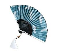 FENGJISUN Abanico Plegable De Mano Fiesta Accesorios Abanico De Mano Seda, Ventilador Chino para Rendimiento Kung Fu Tai Chi, Plegable Japonés con Borlas(Blue)