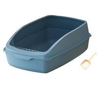 FENGJISUN Arenero Gatos Caja Arena Gato Bandeja De Arena para Gatos Grande Semicerrada, Inodoro para Gatitos para Animales Pequeños, Conejos, Gatos Medianos Y Grandes Caixa De Areia para Gatos(Blue)