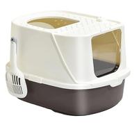 FENGJISUN Arenero Gatos Caja Arena Gato Caja De Arena para Gatos Antisalpicaduras con Entrada Superior De Gran Espacio con Tapa Y Pala para Arena para Gatos Incluida Caixa De Areia para Gatos(Bruin)