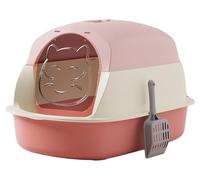 FENGJISUN Arenero Gatos Caja Arena Gato Caja De Arena para Gatos con Tapa, Lados Altos De La Caja De Arena Cubierta, Caja De Arena Grande para Gatos, Fácil De Limpiar Caixa De Areia para Gatos(Pink)