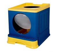 FENGJISUN Arenero Gatos Caja Arena Gato Caja De Arena para Gatos con Tapa Y Pala para Arena para Gatos, Entrada Superior Cerrada, Inodoro Antisalpicaduras para Gatos Caixa De Areia para Gatos(Blue)