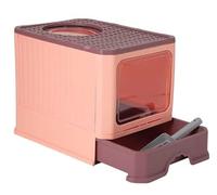 FENGJISUN Arenero Gatos Caja Arena Gato Caja De Arena para Gatos De Entrada Superior Cerrada con Tapa Y Pala para Arena para Gatos, Sin Olor, Antisalpicaduras A Prueba Caixa De Areia para Gatos(Pink)